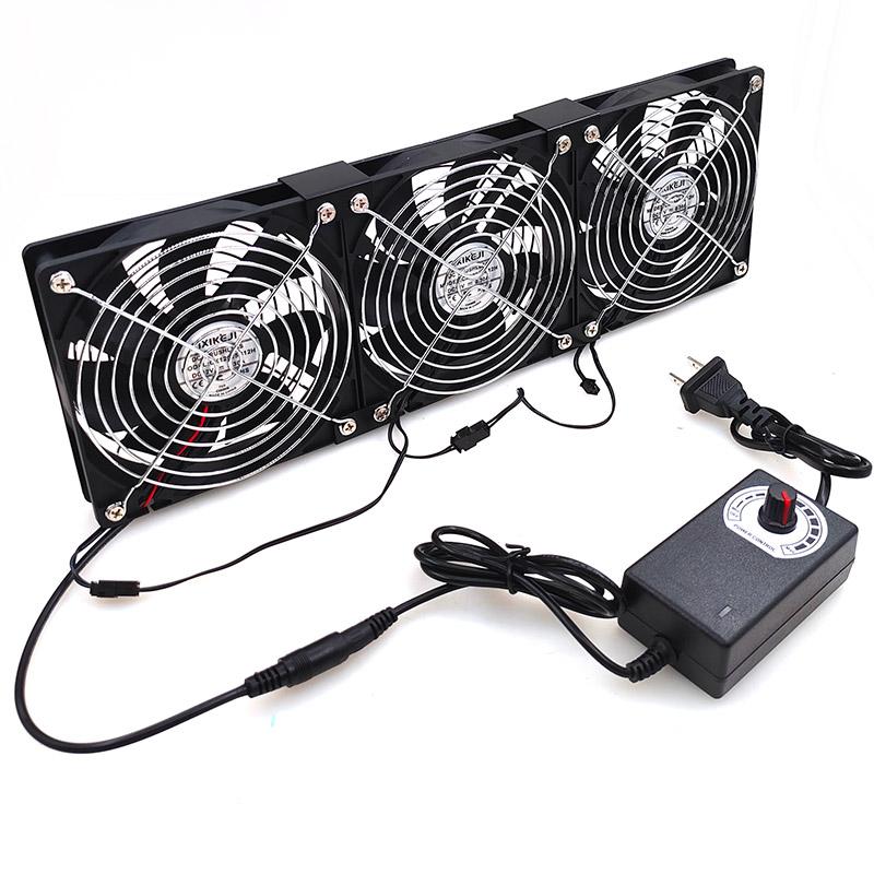

3Fans Set 360x120x25mm 12V ower Cooling Case Fan Cabinet Server Case Cooling System Fan with Adapter 2700RPM 0.3A 360-120MM