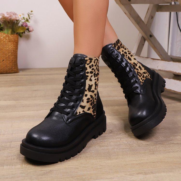 Fashion Round Toe Women's Flat Boots Lace Up Luxury Designer Shoes 2025 New Fashion Ankle Rock Riding Sexy Women's Shoes Zapatos Mujer