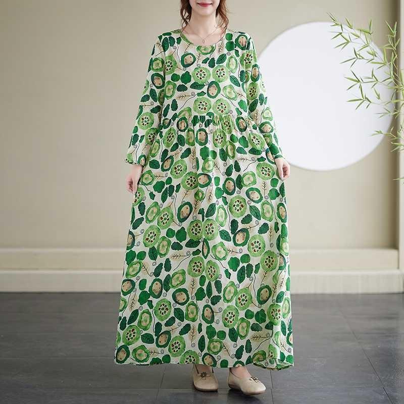 Round Neck Vintage Long Flesh Covering Dresses