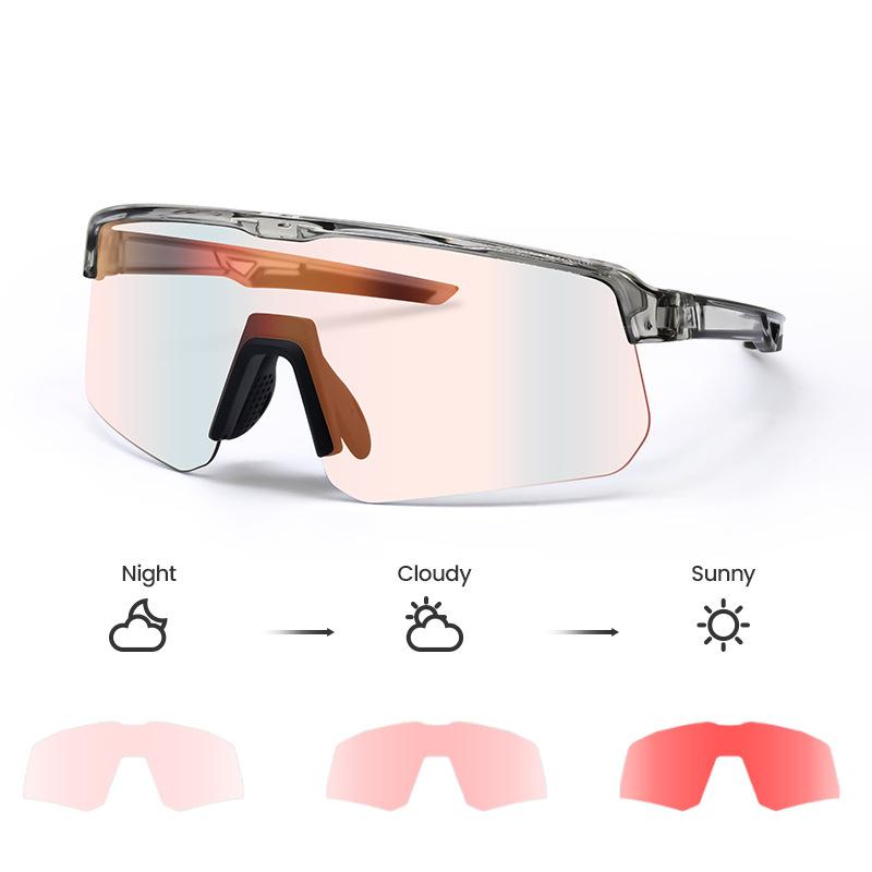 Cycling Photochromic Glasses, Outdoor Bicycle Marathon Windproof Men's Goggles, Sports Glasses Suitable for Day and Night Use for Women