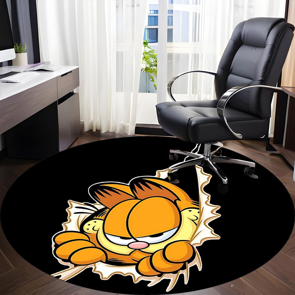1pc Garfield Cat Office Round Area Rug, Under Office Chairs Bedroom Living Room Home Decor a0926097