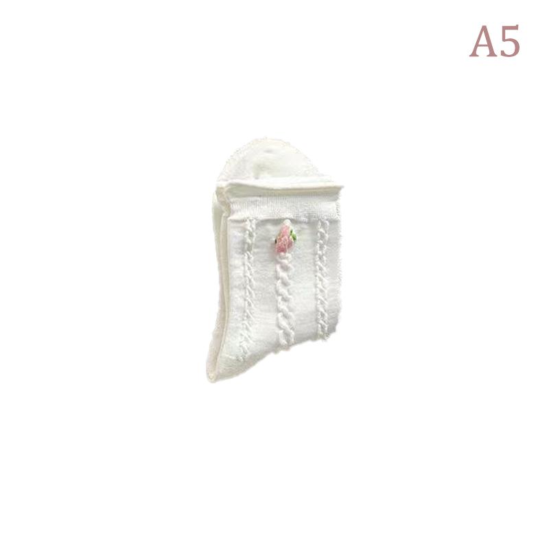 1 pár roztomilých bílých ponožek Harajuku Lolita Jk Girl Cherry Blossom Ponožky s květinovým potiskem