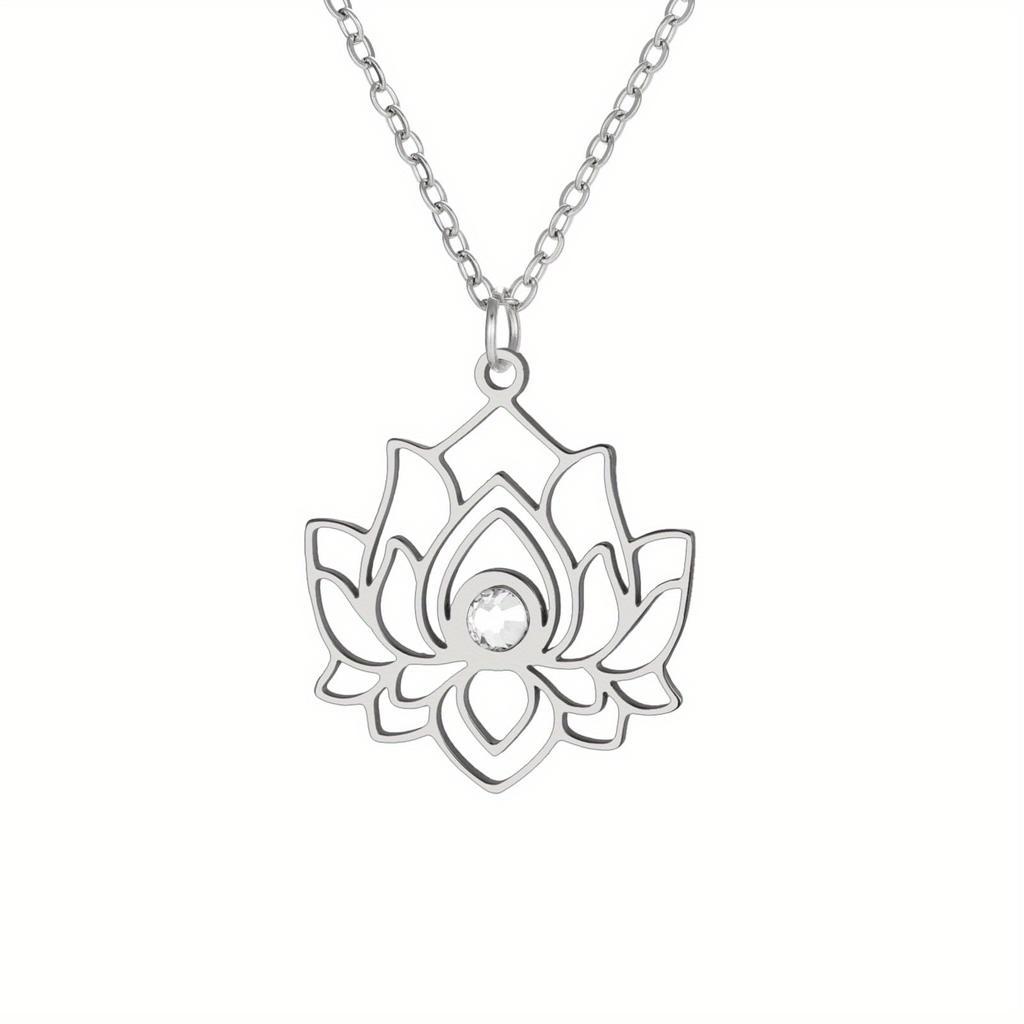 Lotus Pendant Necklace, Feminine Style, Simple Design Versatile Neck Accessory, Elegant Jewelry, Preferred for Daily Wear.