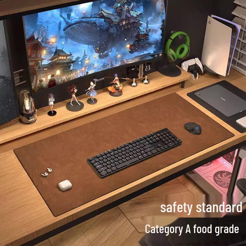 Extra Large Double-Sided Waterproof Cowhide Leather Desk Pad Mouse Pad