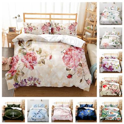 Leichtes 3D-Bettwäsche-Set mit Blumen-Daunen-Bettbezug, AU/DE/EU, volle Größe, luxuriöse Pflanzenbettbezüge, Einzel-/Doppelbettbezug