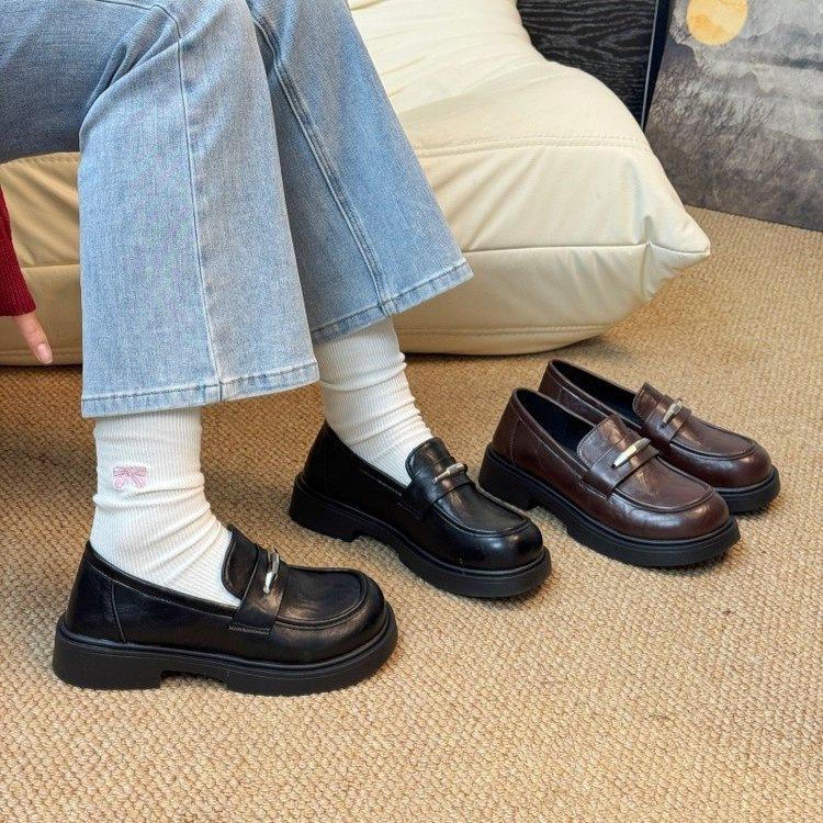 Platform Small Leather Shoes, Deep Mouth Thick Heel Single Shoes, Spring New Muffin Mary Jane
