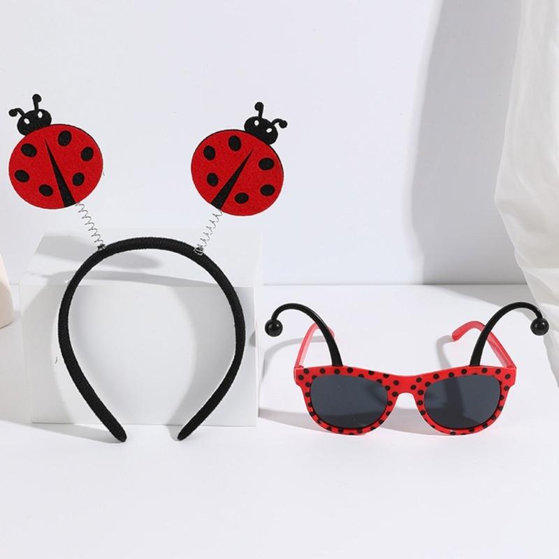 Lady Bugs Costume Accessories,Lady Bugs Costume Lady Bugs Glasses Lady Bugs Headband Fairys Wand for Halloween Dress up Cosplay