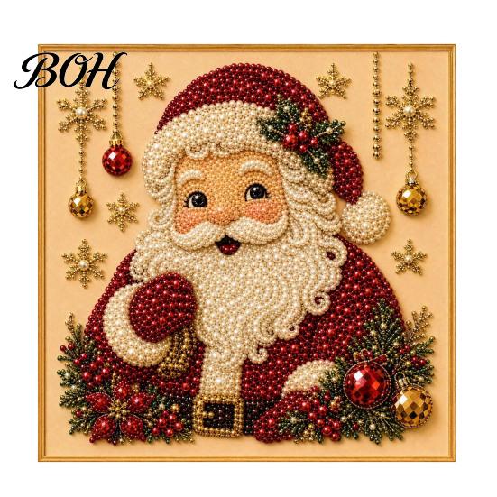 Christmas Gift for Craft Lovers Xmas Faux Pearl Painting Kit, 3D Art DIY Winter Scene Set Holiday Project Adults, Festive Home Wall Decor Projects
