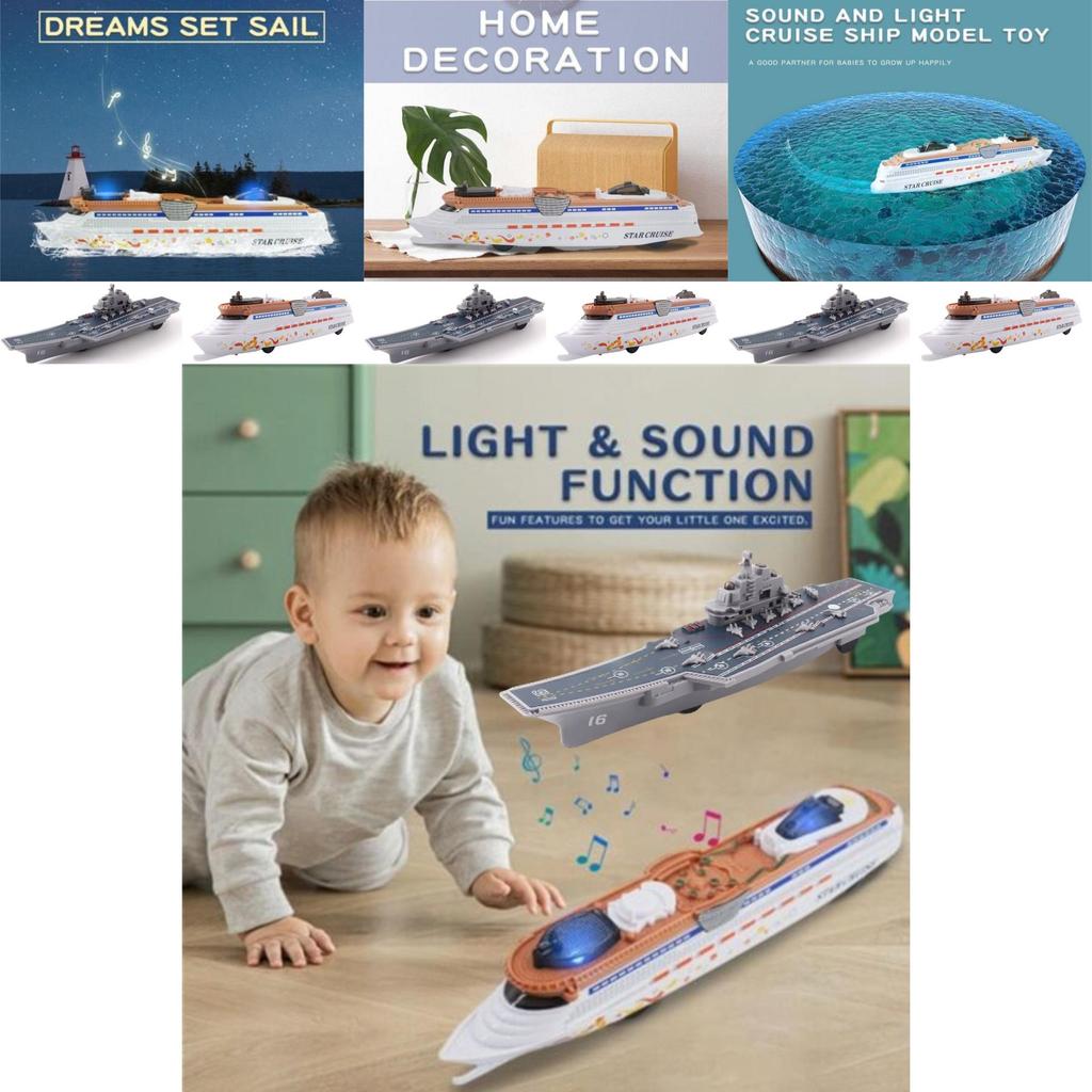 Inertial Simulation Aircraft Carrier Model Plastic Toy Car For Boys Ages 2-6 With Sound And Light Effects