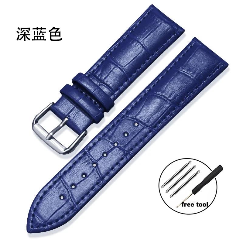 Genuine Leather Watchband 12/13/14/15/16/17/18/19/20/21/22/23/24mm Crocodile Pattern Straps Mens Replacement Universal Bracelet