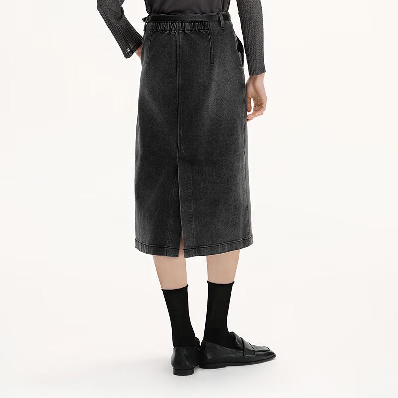 Broadcast Washed Denim Slit Mid-length Skirt