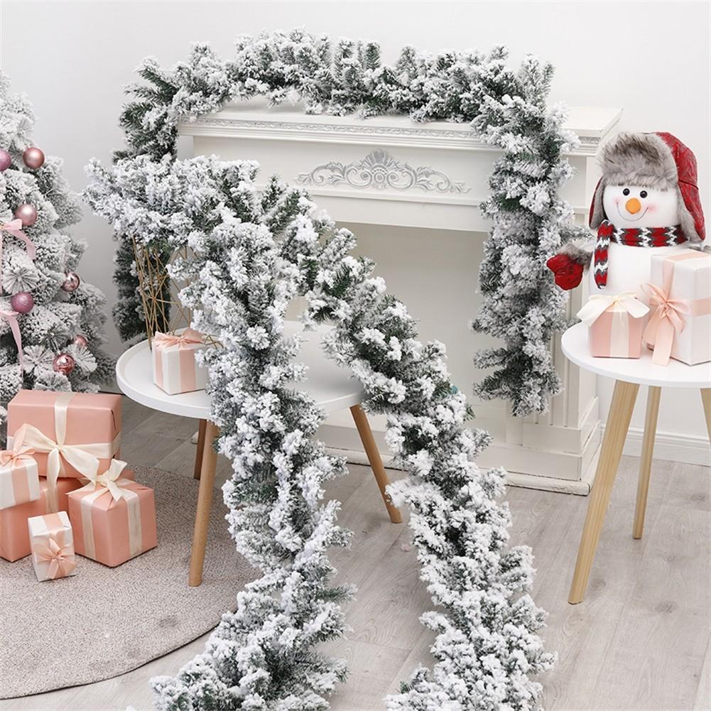 270CM Artificial Green Christmas Garland Wreath for Home Garden Holiday Decor