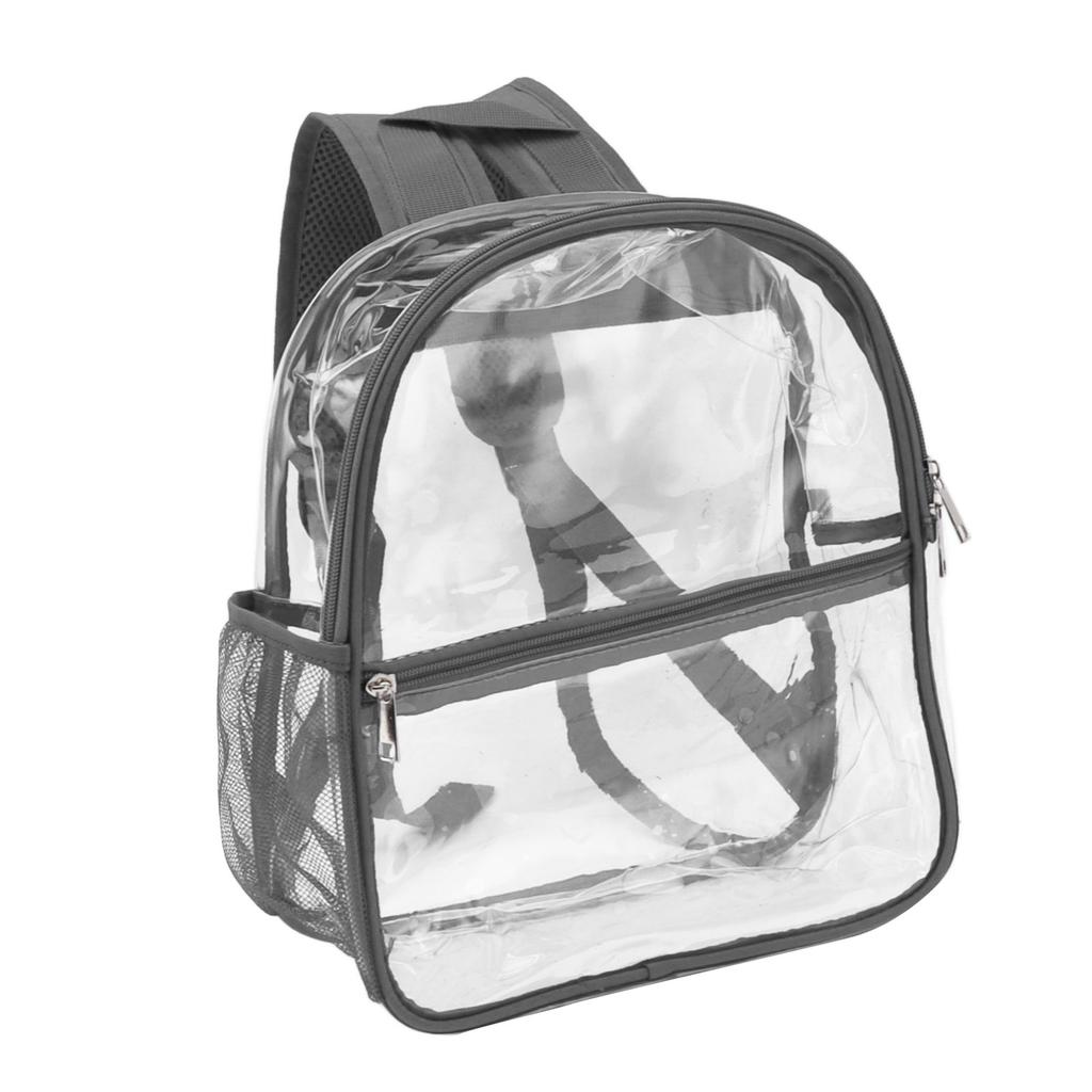 PVC Transparent Backpack Portable PVC Zipper Design High Capacity Clear Backpack for School Grey