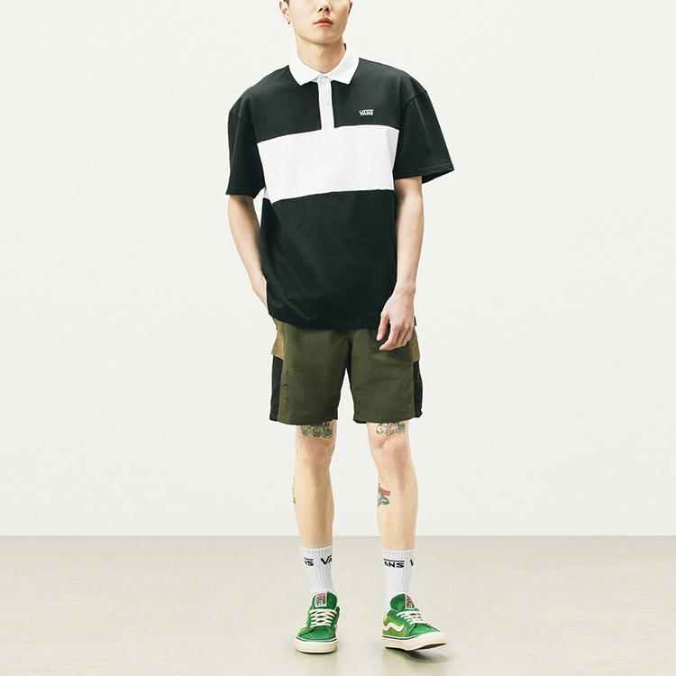 Vans Color Block Patchwork Cargo Shorts Men Shorts Army-Green VN0A54E8ZD8