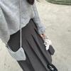 2025 New Style Women's Grey A-Line Woolen Pleated Long Skirt