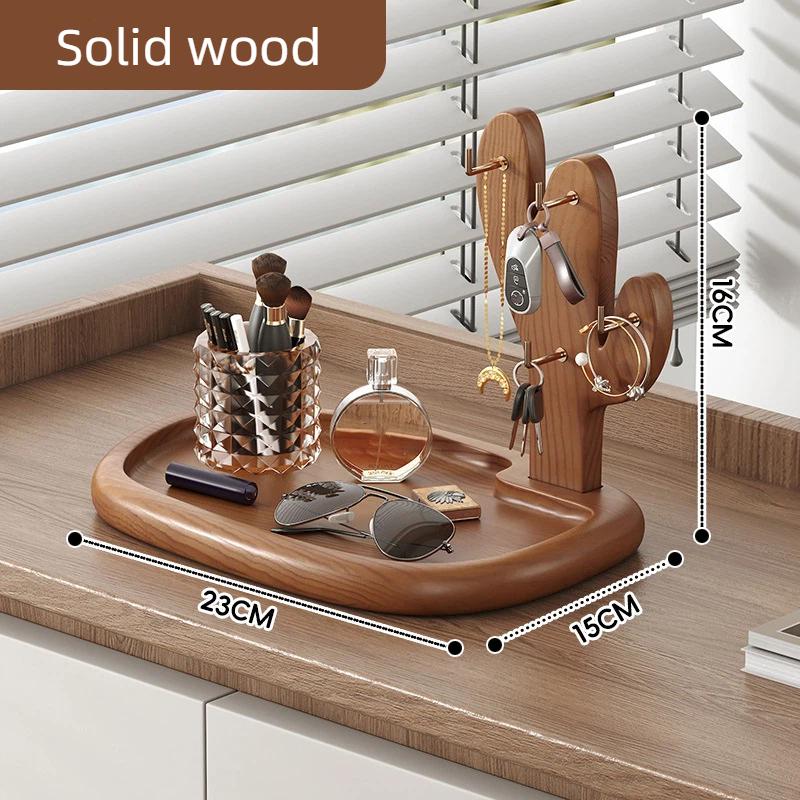 Rustic Entryway Shelf Key Holder Wooden Storage Rack Tabletop Organizer Display For Glasses Watches Home Decor