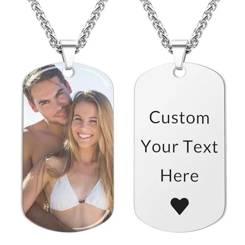 Personalizovaný foto náhrdelník Laserem gravírované fotografie Textový přívěsek Šperky z nerezové oceli Personalizované pro pár Rodinu Vánoční dárky
