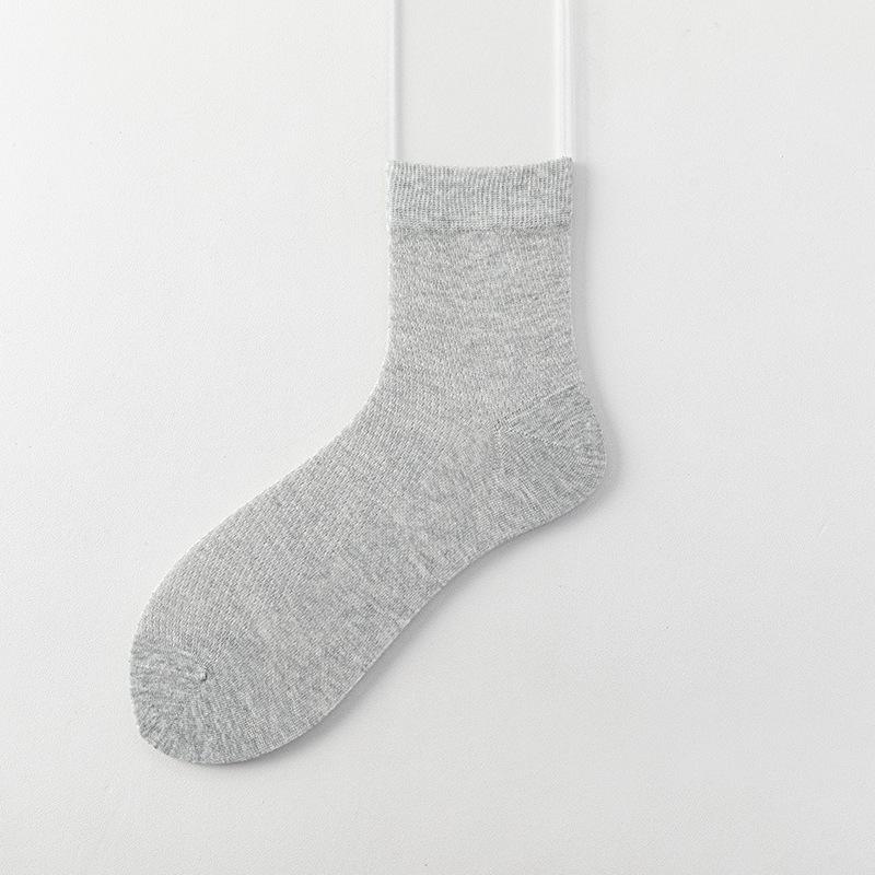 Cotton Socks, Men's Mid-length Summer/autumn Mesh Breathable Shallow-mouth Sports Anti-odor Business Suit Leather Shoes, Long Socks
