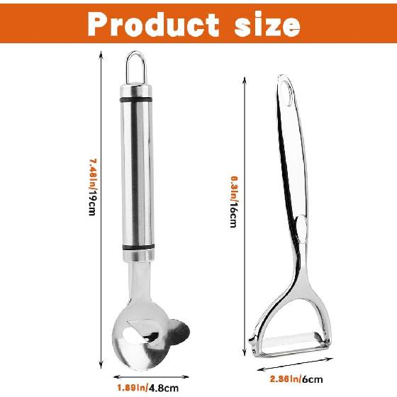 2 PCS Cactus Peeler Tools With 1 Peeling Knife,Stainless Steel Cuchara Pelador de Nopales,Cactus Peeling Knife Tool,Sliced Chinese Noodle Cutter for