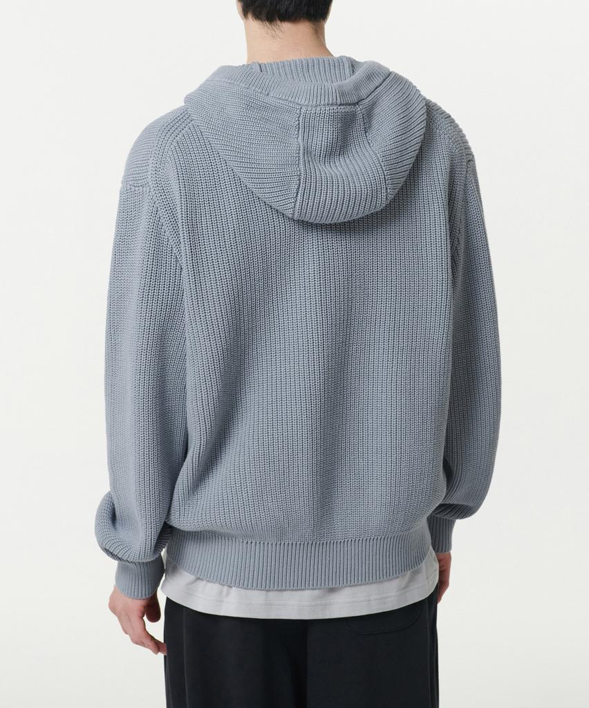 MUSINSA STANDARD Ribbed Knit Hooded Zip-Up [Blue Gray]
