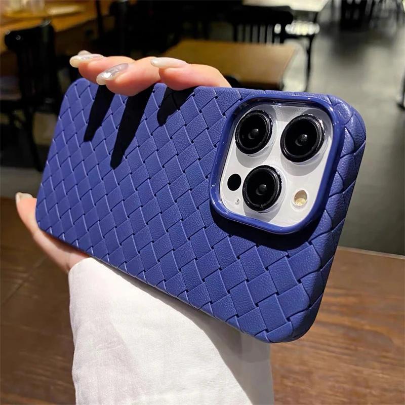Luxury Woven Pattern Breathable Mesh Cooling Case For iPhone 15 14 13 12 11 Pro Max 15Plus Ultrathin Soft Silicone BV Grid Cover