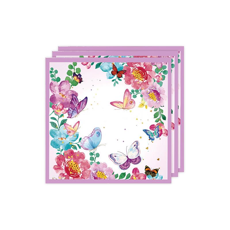 Purple Butterfly Party Theme Tableware Set - Napkins, Cups, Tablecloth, Plates