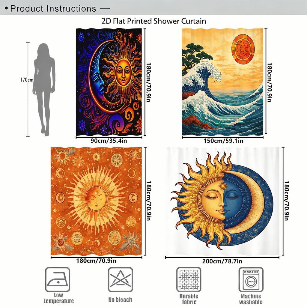 Vibrant Art Pattern Polyester Shower Curtain - Stylish Bathroom Decor, Unique Printed Bath Curtain For Home Bathroom