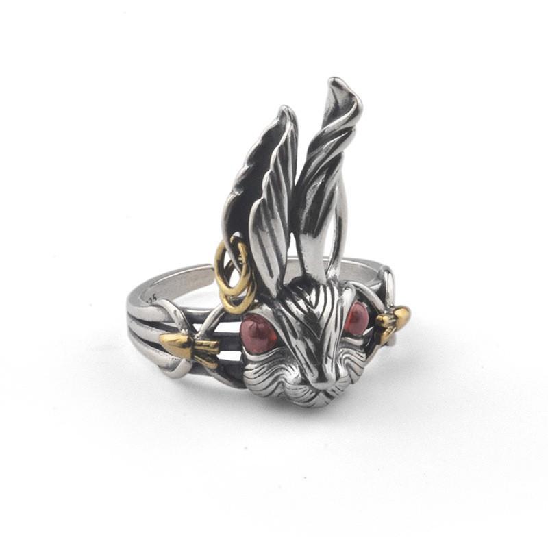 Adjustable Brass Rabbit Ring Men Women Vintage Creative Minimalist Statement Jewelry