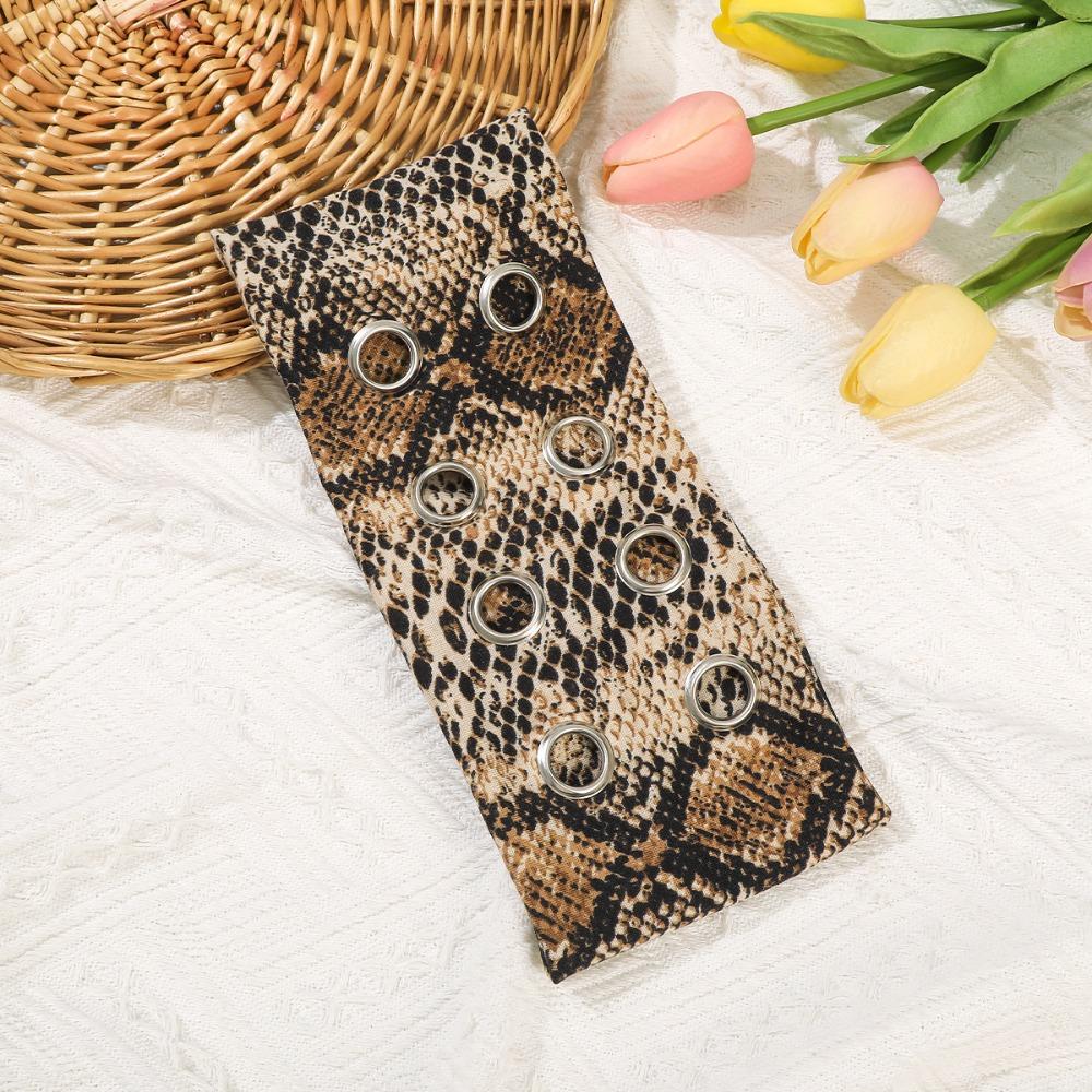 

Leopard Print Hollow Metal Headband Solid Color Yoga Elastic Hair Band Punk Style Style 5