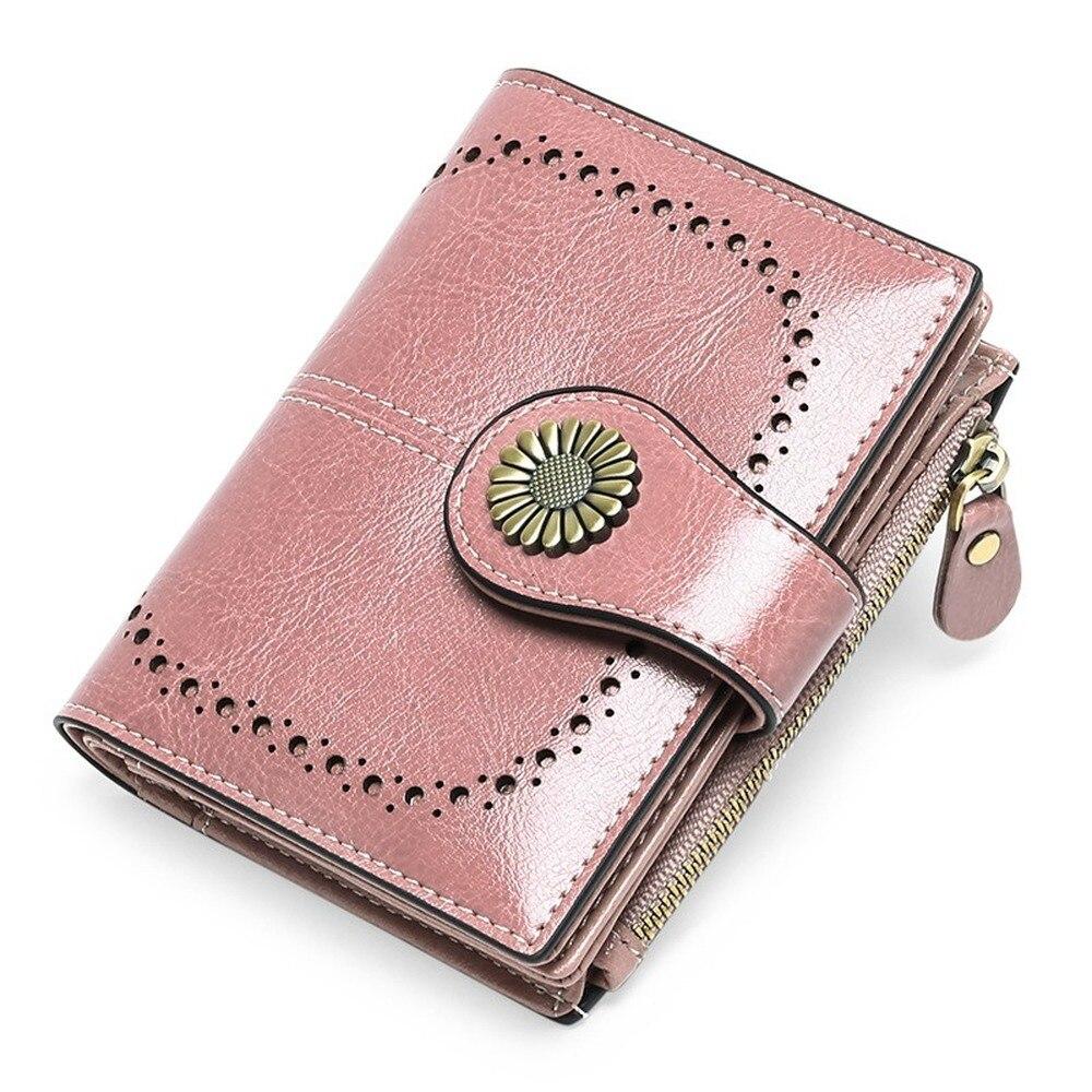 SENDEFN Genuine Leather Women’s Wallet – RFID Blocking, Double Zip Around, 16 Card Slots, Wristlet Strap, Large Capacity, Wax Brown, Compact Design - View #6