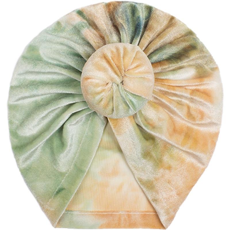 Autumn New Baby Golden Velvet Donut Hat, Children's Creative Tie-dye Pullover Hat, Baby Hat