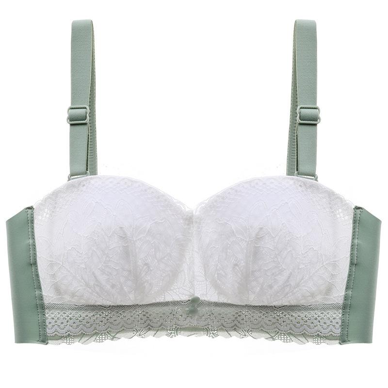 

Нескользящее нижнее белье Gather Женский тонкий бюстгальтер-труба, облегающий грудь Удобная сборка под грудью Лето против провисания 34/75B белый