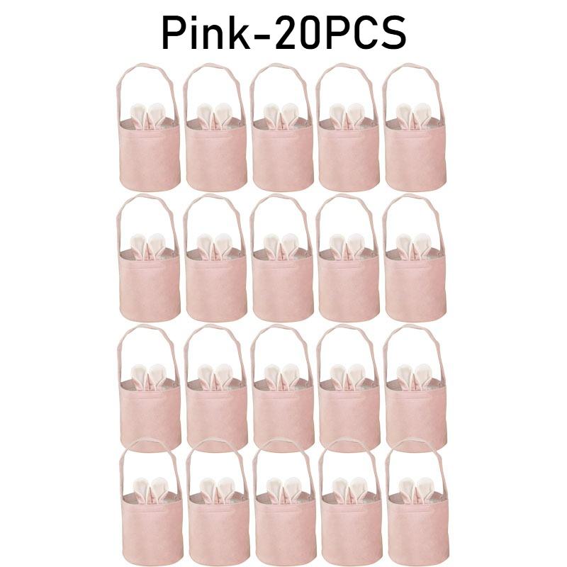1-20PCS Easter Bunny Tote Bag with Bunny Ears ReusableCanvas Party Gift Basket Egg BoxCandy Bag for Easter Gifts and Decorations