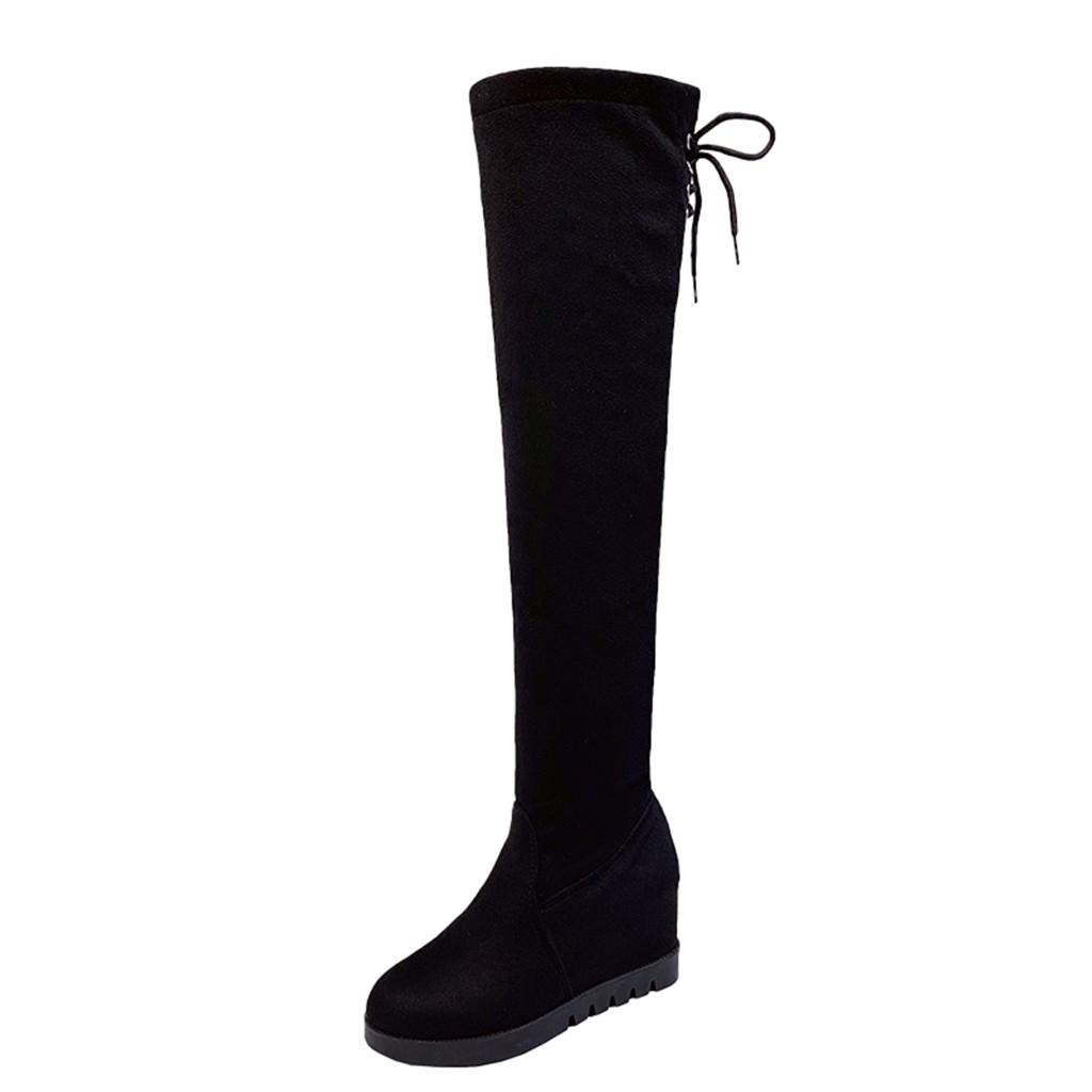 Botas elásticas de rodilla cálida de mujer Botas altas Cuña Botas altas  Zapatos de estudiante de gran tamaño Bota comprar a buen precio — entrega  gratuita, reseñas reales con fotos — Joom