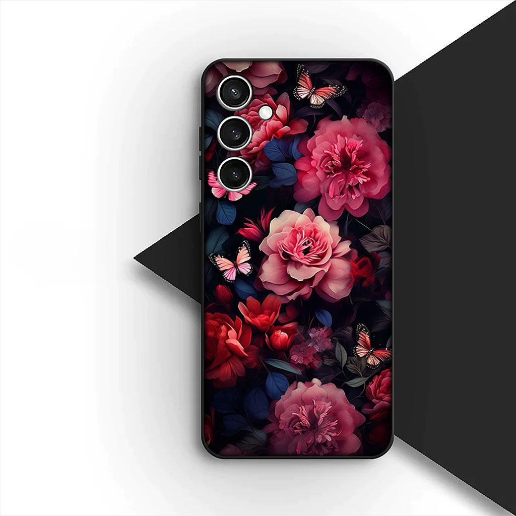 Cover Red Rose Flower Elegant Bloom Pink Peony Phone Case for Samsung Galaxy S25 S24 S23 FE Ultra Plus S7 Edge S25+ S23+ A56 5G