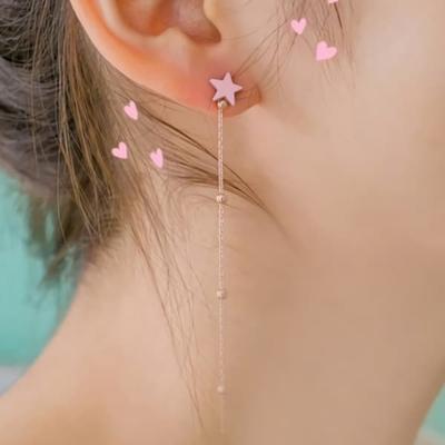 Women's Silver Needle Earrings Daily N115