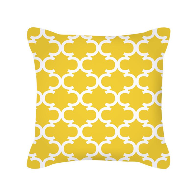 Yellow Geometric Stripe Sofa Cushion Cover Flower Pattern Decorative Throw Pillow  Nordic Style Home