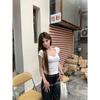 American Front Shoulder Short-sleeved T-shirt Women's Summer Korean Slim-fitting and Thin Inner Bottoming Shirt Spice Girl Short Casual Top