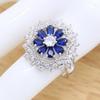 Color Jewelry Sets Women Dark Blue Stones Necklace Pendant Bracelets Earrings Rings Birthday Gift