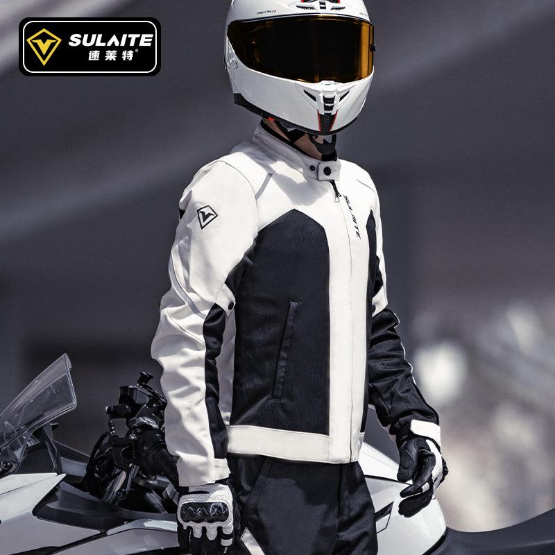 SULAITE Motorcycle Riding Jacket Summer Breathable Mesh Anti Fall Protective Jacket For Off Road Street Racing Commuting Rider