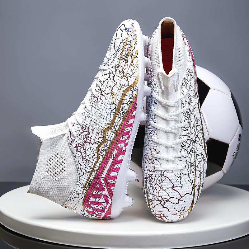Men Football Boots Long Spikes High Ankle Soccer Shoes AG/TF Kids Outdoor Grass Cleats Soccer Boots Training Sport Football Shoes