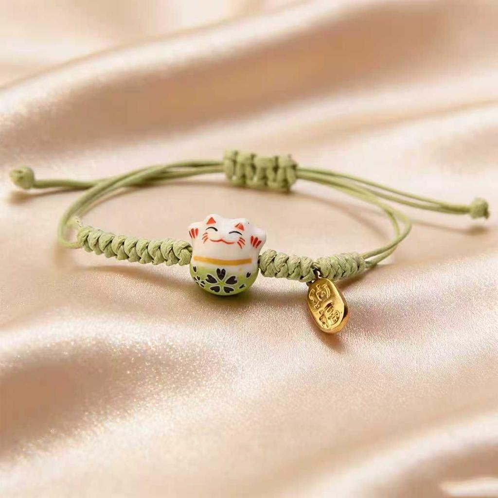 Simple Lucky Cat Knitted Bracelet Unisex Adjustable Cute Animal Woven Bracelet Harajuku Style Jewelry bracelets couple bracelet