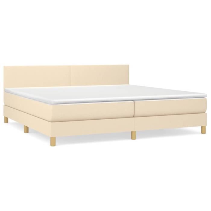 3140486 vidaXL Divan Bed with Mattress Cream 200x200 Cm Fabric