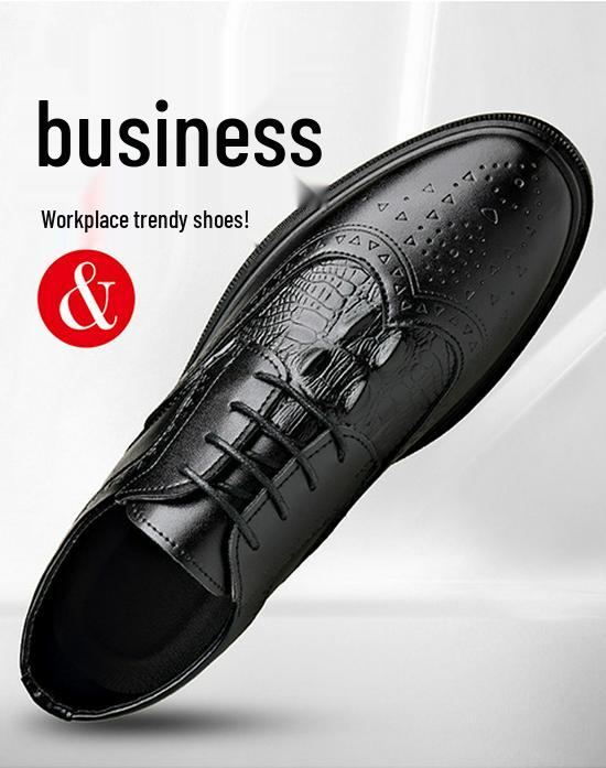 2025 Men's Spring Brogue Leather Shoes - Casual & Wedding Style
