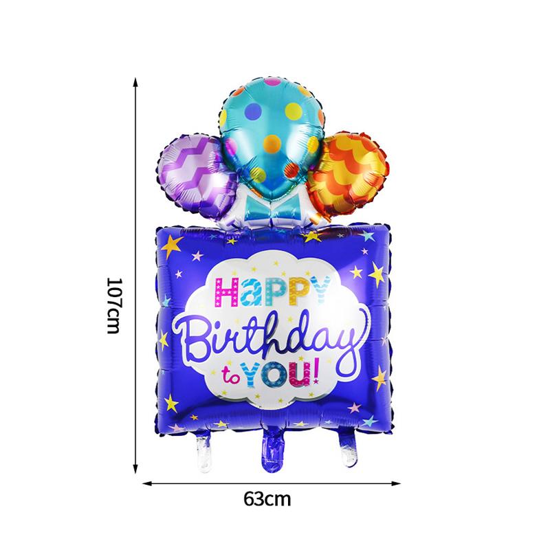 3D Birthday Cake Aluminum Film Balloon Decoration Colored Double Layer Cake 1 Year Old Baby Shower Birthday Party Supplies