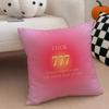 Pink Lucky Number 7 Cushion Cover Throw Pillow Cover Hidden Button Durable Polyester Chair Cushion