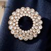 Luxury Jewelry Accessories Hollow Rhinestone Ring Brooch Pin, Bling Circle Lapel Pin Decorative with Faux Pearl, Men Women Clothing