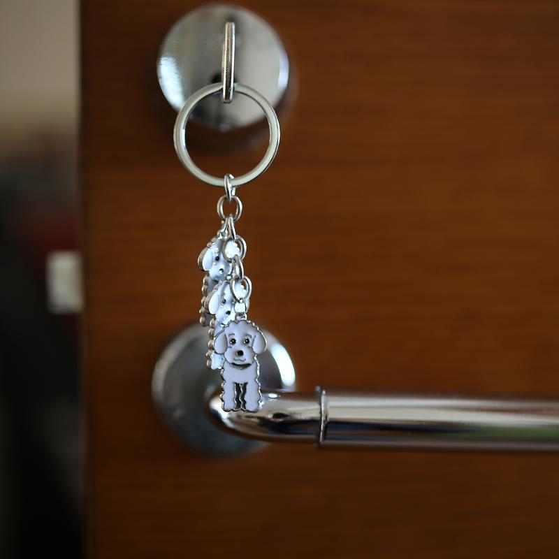 NEW Metal Poodle Dog Key Chain Key Ring Bag Charm Man Car Key Holder New Enamel Keychain Jewelry Accessories For Women Gifts