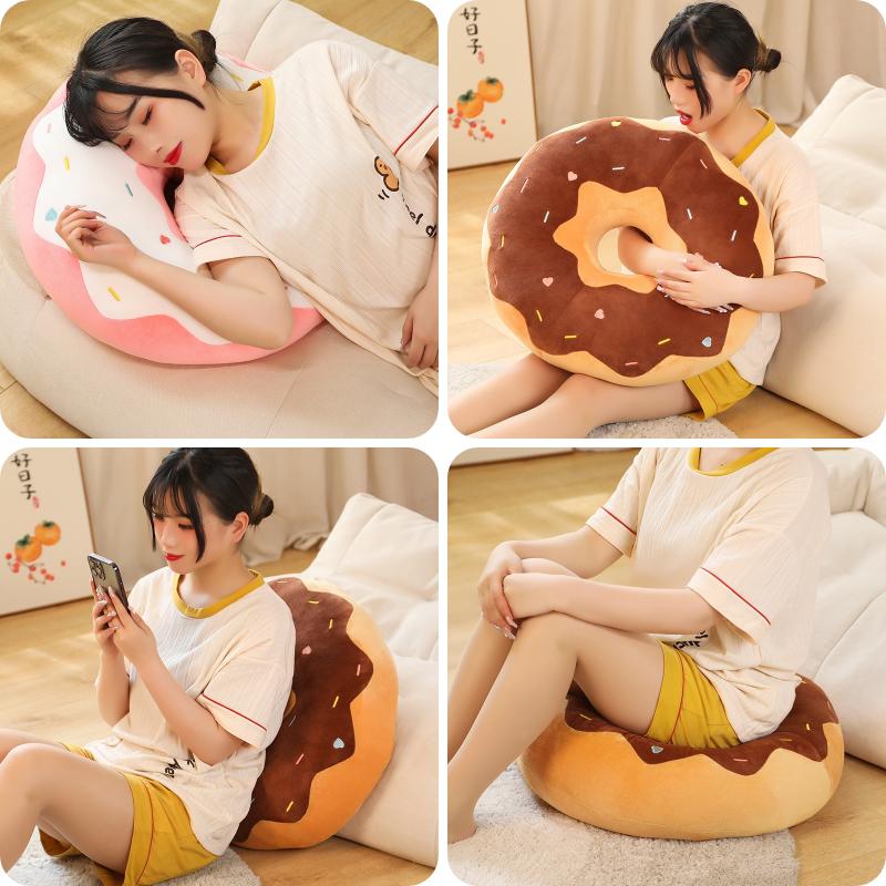 Cute Donut Plush Toy Soft Pillow Seat Back Cushion Home Decor Gift Comfortable