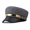 Cotton Sailor Cap Gold Band Flat Top Beret Vintage Captain Hat  For Men Women